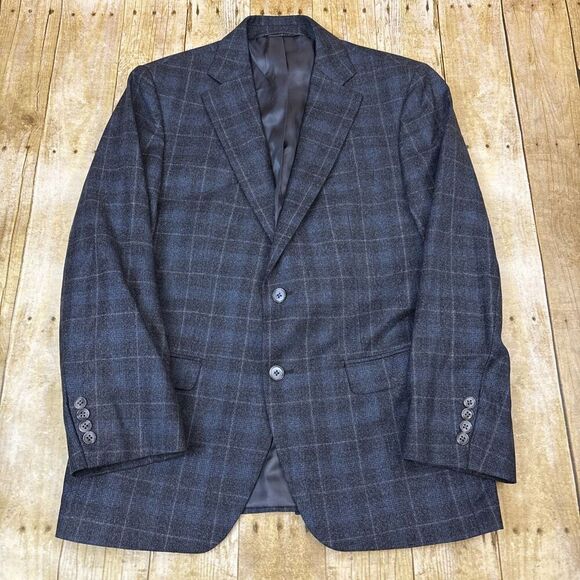 Spurr Windowpane Sport Coat Blazer Wool Size 40S - Picture 1 of 8